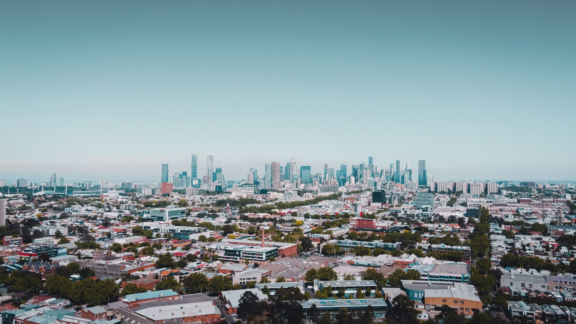 Drone view of larger city